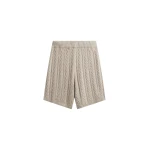 The Frankie Shop Karmoy Cable Knit Shorts - Beige - Oversized Minimalist Shorts in Beige - Shop at Luxury Shoes 