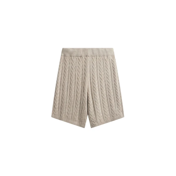 The Frankie Shop Karmoy Cable Knit Shorts - Beige - Oversized Minimalist Shorts in Beige - Shop at Luxury Shoes 
