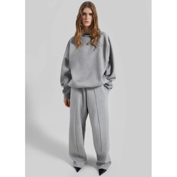 The Frankie Shop Keane Tapered Sweatpants - Grey - Oversized Minimalist Pants in Grey - Shop at Luxury Shoes 