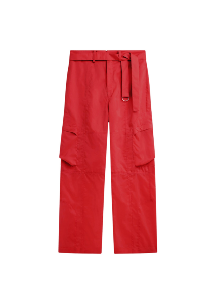 The Frankie Shop Kelly Sheer Cargo Pants - Red - Oversized Minimalist Pants in Red - Shop at Luxury Shoes 