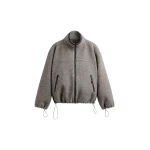 The Frankie Shop Kenei Fleece Zip Jacket - Greige Melange - Oversized Minimalist Jackets in Grey - Shop at Luxury Shoes 