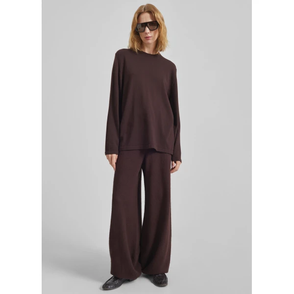The Frankie Shop Kladno Knit Joggers - Brown - Oversized Minimalist Pants in Beige - Shop at Luxury Shoes 