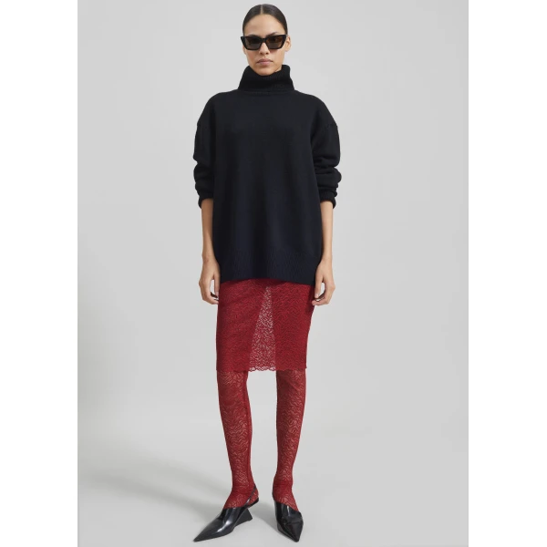 The Frankie Shop Koler Padded Knit Turtleneck - Black - Oversized Minimalist Knitwear in Black - Shop at Luxury Shoes 
