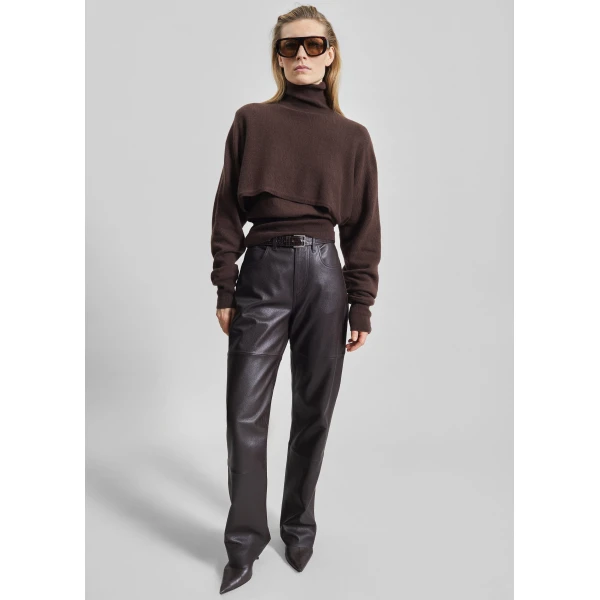 The Frankie Shop Lausanne Cashmere Detachable Layered Knit Set - Brown - Oversized Minimalist Knitwear in Beige - Shop at Luxury Shoes 