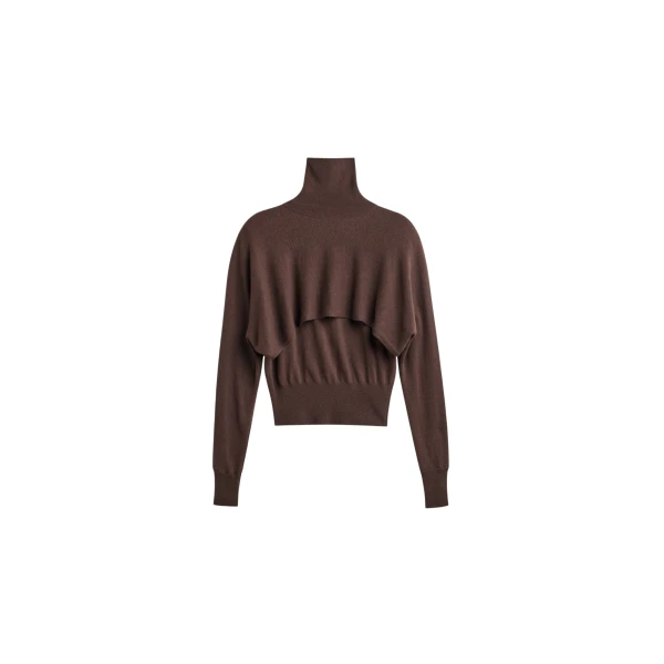 The Frankie Shop Lausanne Cashmere Detachable Layered Knit Set - Brown - Oversized Minimalist Knitwear in Beige - Shop at Luxury Shoes 