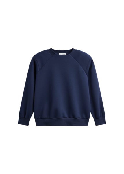 The Frankie Shop Leian Neoprene Padded Sweatshirt - Navy - Oversized Minimalist Tops in Blue - Shop at Luxury Shoes 