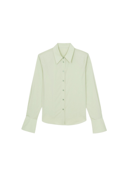 The Frankie Shop Leuven Padded Shirt - Sage - Oversized Minimalist Tops in Green - Shop at Luxury Shoes 