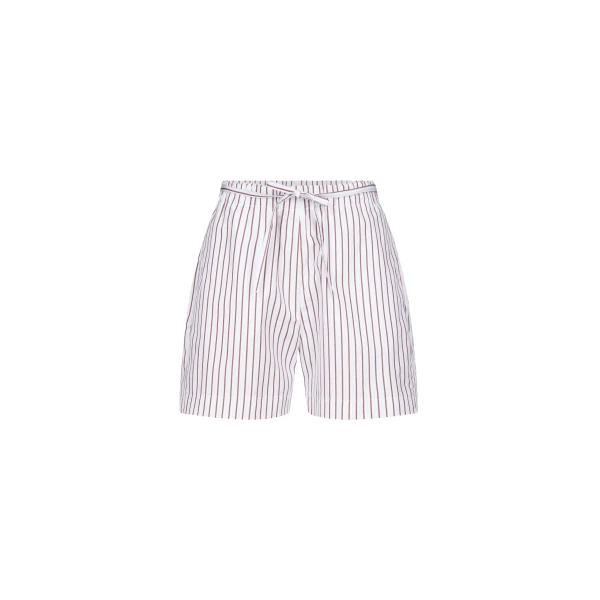 The Frankie Shop Lory Striped Cotton Shorts - Dark Red/Light Blue - Oversized Minimalist Shorts in Multicolour - Shop at Luxury Shoes 
