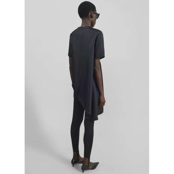 The Frankie Shop Madea Asymmetric Silk Twill Top - Black - Oversized Minimalist Tops in Black - Shop at Luxury Shoes 