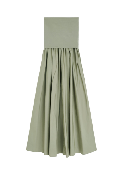 The Frankie Shop Marc Cotton Maxi Dress - Deep Lichen Green - Oversized Minimalist Dresses in Green - Shop at Luxury Shoes 