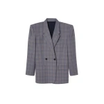The Frankie Shop Marnay Padded Blazer - Grey Plaid - Oversized Minimalist Jackets in Multicolour - Shop at Luxury Shoes 