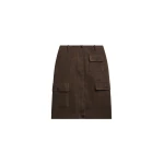 The Frankie Shop Mayenne Cargo Skirt - Brown - Oversized Minimalist Skirts in Beige - Shop at Luxury Shoes 