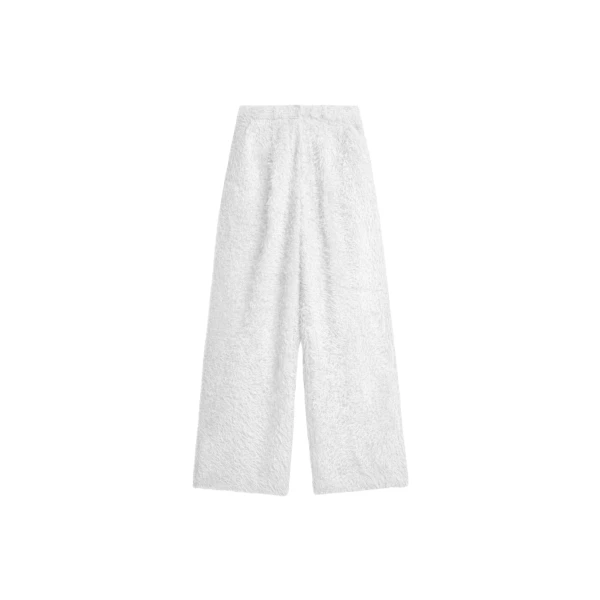 The Frankie Shop Melker Furry Pants - Off White - Oversized Minimalist Pants in White - Shop at Luxury Shoes 