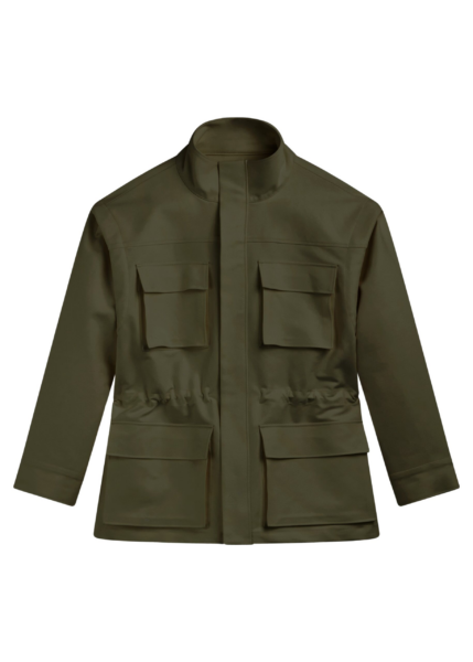 The Frankie Shop Melton Detachable Sleeve Cargo Jacket - Khaki - Oversized Minimalist Jackets in Green - Shop at Luxury Shoes 