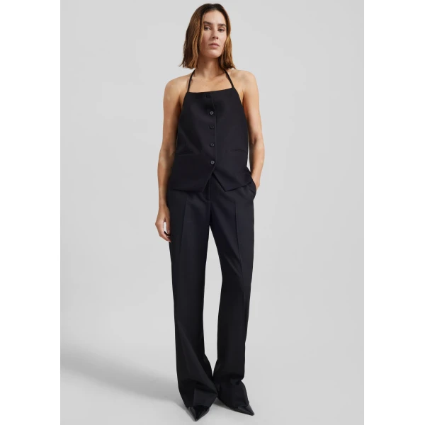 The Frankie Shop Melwin Halter Vest - Black - Oversized Minimalist Tops in Black - Shop at Luxury Shoes 