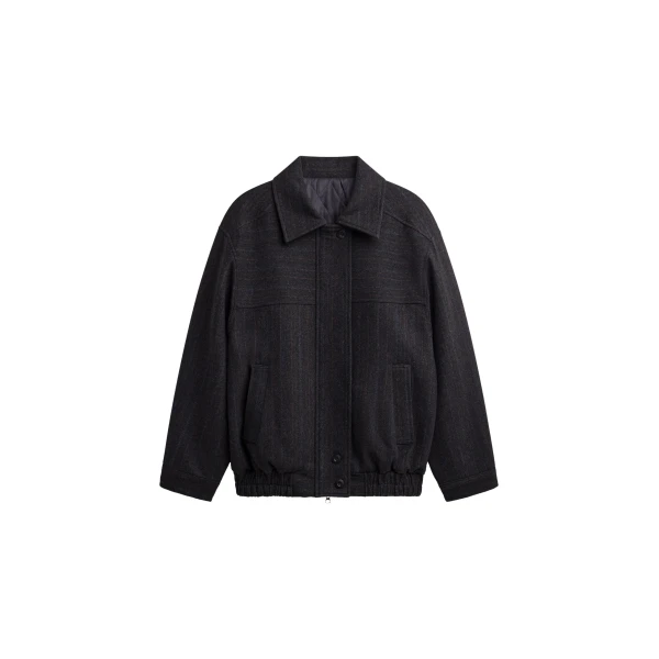 The Frankie Shop Natick Blouson Jacket - Charcoal Multi Stripe - Oversized Minimalist Jackets in Multicolour - Shop at Luxury Shoes 