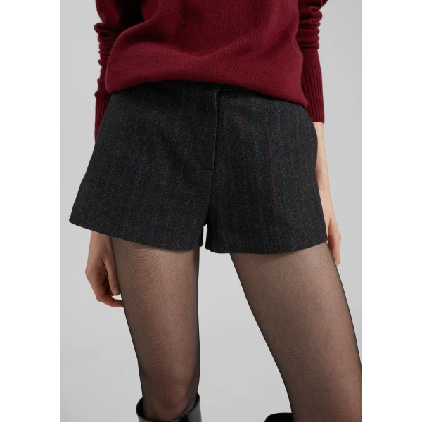 The Frankie Shop Natick Hot Pants - Charcoal Multi Stripe - Oversized Minimalist Shorts in Multicolour - Shop at Luxury Shoes 