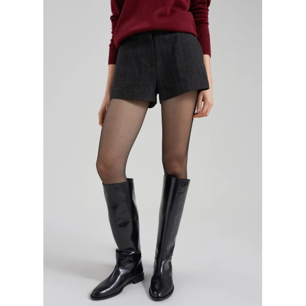 The Frankie Shop Natick Hot Pants - Charcoal Multi Stripe - Oversized Minimalist Shorts in Multicolour - Shop at Luxury Shoes 