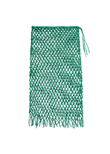 The Frankie Shop Nelaya Leather Macrame Skirt - Emerald - Oversized Minimalist Skirts in Green - Shop at Luxury Shoes 