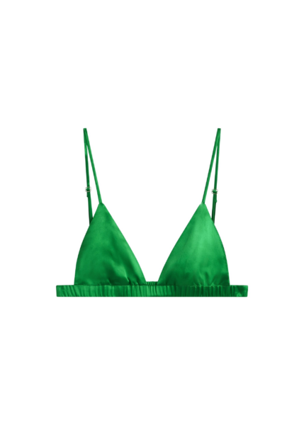 The Frankie Shop Nina Silk Bralette - Kelly Green - Oversized Minimalist Tops in Green - Shop at Luxury Shoes 