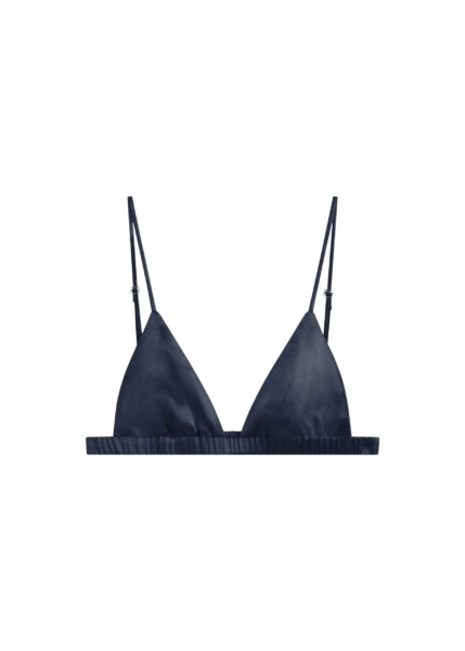 The Frankie Shop Nina Silk Bralette - Navy - Oversized Minimalist Tops in Blue - Shop at Luxury Shoes 