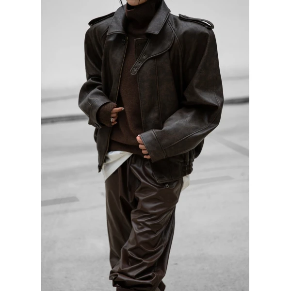 The Frankie Shop Nyland Faux Leather Padded Jacket - Brown - Oversized Minimalist Jackets in Beige - Shop at Luxury Shoes 