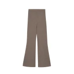 The Frankie Shop Odense Ribbed Flared Pants - Brown - Oversized Minimalist Pants in Beige - Shop at Luxury Shoes 