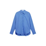 The Frankie Shop Ornella Side Button-Up Shirt - Cobalt - Oversized Minimalist Tops in Blue - Shop at Luxury Shoes 