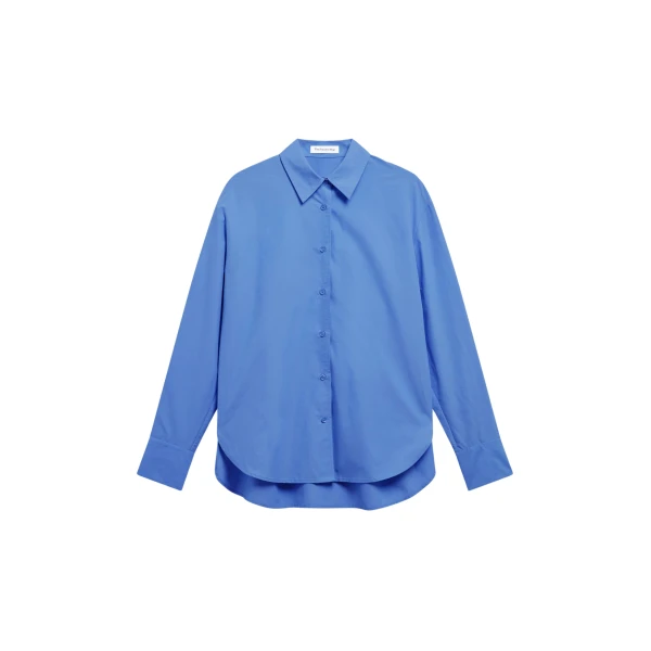 The Frankie Shop Ornella Side Button-Up Shirt - Cobalt - Oversized Minimalist Tops in Blue - Shop at Luxury Shoes 