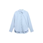 The Frankie Shop Ornella Side Button-Up Shirt - Light Blue - Oversized Minimalist Tops in Blue - Shop at Luxury Shoes 
