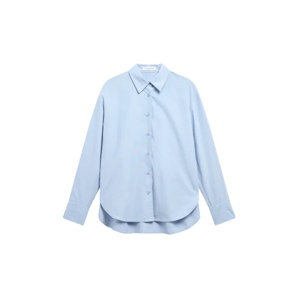 The Frankie Shop Ornella Side Button-Up Shirt - Light Blue - Oversized Minimalist Tops in Blue - Shop at Luxury Shoes 