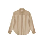 Peri Sheer Shirt - Desert Sand by The Frankie Shop - Tops The Frankie Shop Peri Sheer Shirt - Desert Sand - Oversized Minimalist Tops in Beige - Shop at Luxury Shoes