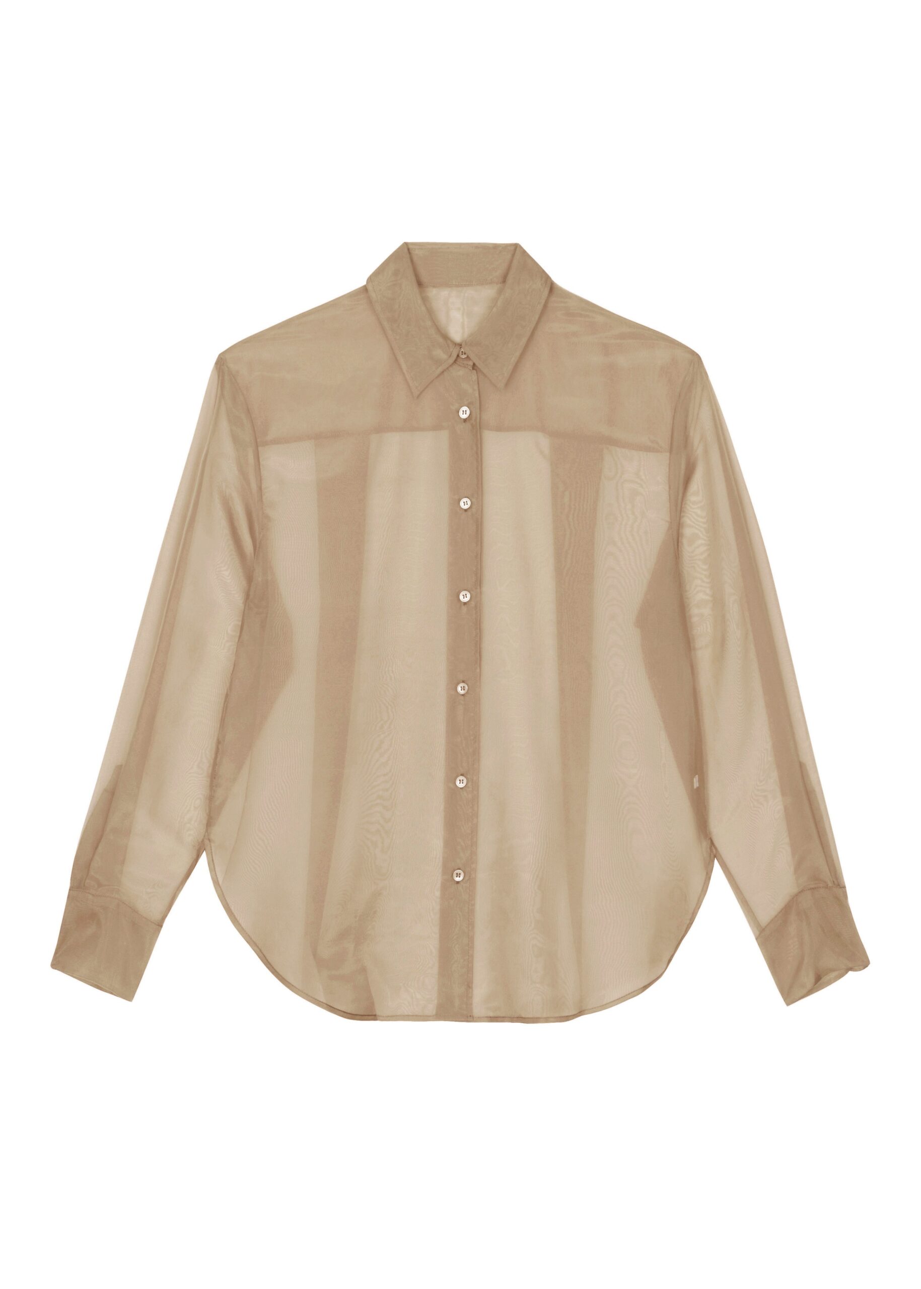Peri Sheer Shirt - Desert Sand by The Frankie Shop - Tops The Frankie Shop Peri Sheer Shirt - Desert Sand - Oversized Minimalist Tops in Beige - Shop at Luxury Shoes