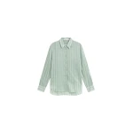 The Frankie Shop Peri Silk Shirt - Green Stripe - Oversized Minimalist Tops in Multicolour - Shop at Luxury Shoes 
