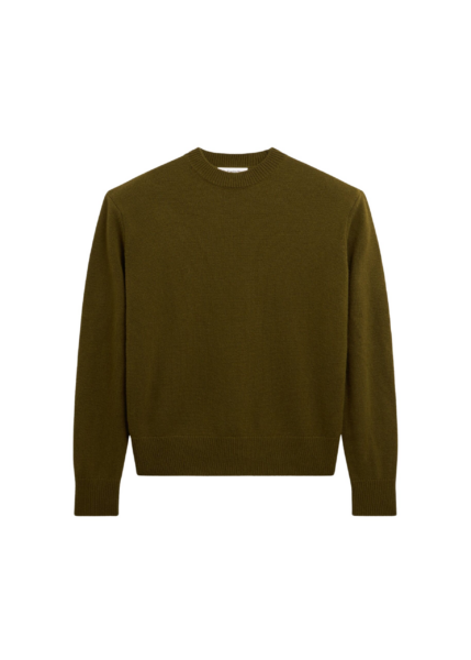 The Frankie Shop Rafaela Padded Knit Sweater - Olive - Oversized Minimalist Knitwear in Green - Shop at Luxury Shoes 