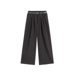 The Frankie Shop Ramsen Pleated Wide Trousers - Charcoal - Oversized Minimalist Pants in Grey - Shop at Luxury Shoes 