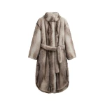 The Frankie Shop Ravello Faux Fur Robe Coat - Grey - Oversized Minimalist Coats in Grey - Shop at Luxury Shoes 