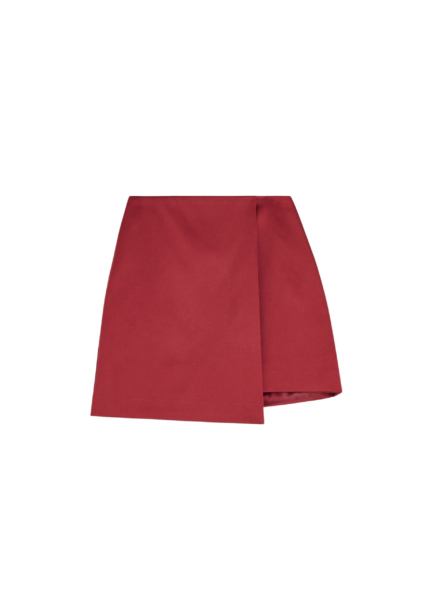 The Frankie Shop Raye Mini Skirt - Cabernet - Oversized Minimalist Skirts in Red - Shop at Luxury Shoes 