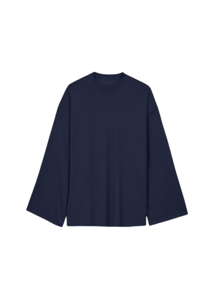 The Frankie Shop Rio Oversized Sleeve Tee - Dark Navy - Oversized Minimalist Tops in Blue - Shop at Luxury Shoes 