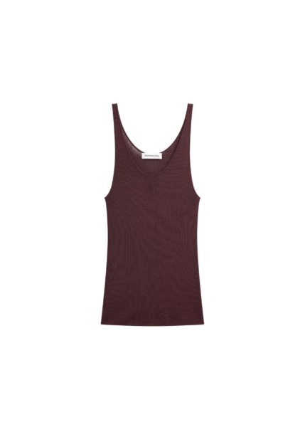 The Frankie Shop Rivo Knit Tank Top - Burgundy - Oversized Minimalist Tops in Red - Shop at Luxury Shoes 