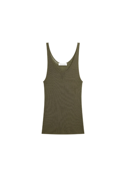 The Frankie Shop Rivo Knit Tank Top - Khaki - Oversized Minimalist Tops in Green - Shop at Luxury Shoes 