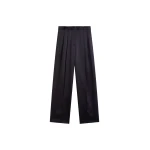 The Frankie Shop Rui Satin Trousers - Black - Oversized Minimalist Pants in Black - Shop at Luxury Shoes 