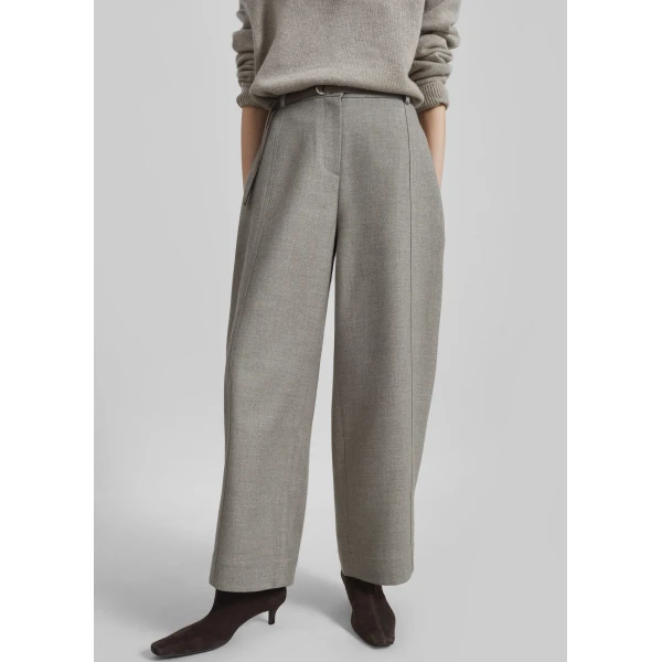 The Frankie Shop Sanve Tapered Leg Pants - Beige Melange - Oversized Minimalist Pants in Beige - Shop at Luxury Shoes 