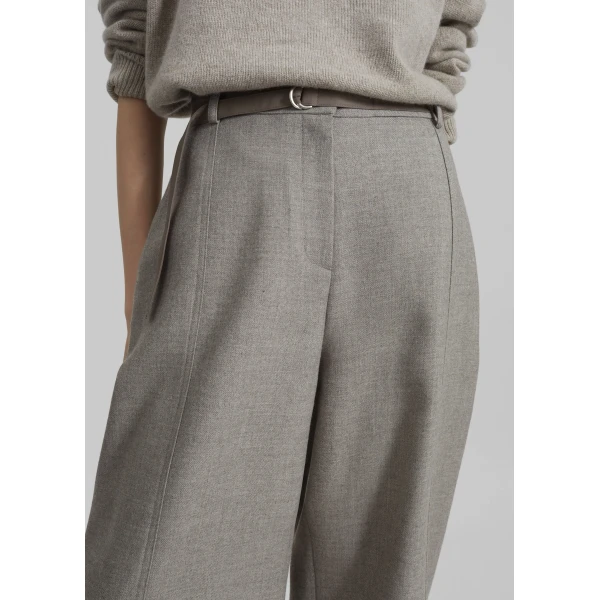 The Frankie Shop Sanve Tapered Leg Pants - Beige Melange - Oversized Minimalist Pants in Beige - Shop at Luxury Shoes 