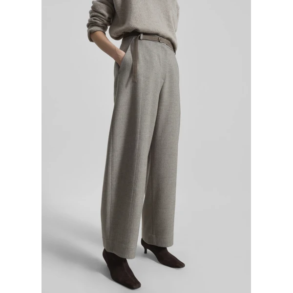 The Frankie Shop Sanve Tapered Leg Pants - Beige Melange - Oversized Minimalist Pants in Beige - Shop at Luxury Shoes 