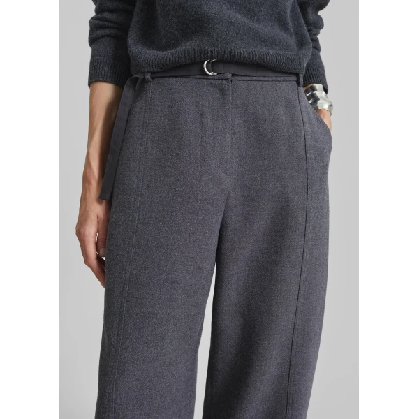 The Frankie Shop Sanve Tapered Leg Pants - Dark Grey Melange - Oversized Minimalist Pants in Grey - Shop at Luxury Shoes 