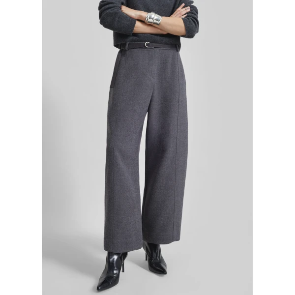The Frankie Shop Sanve Tapered Leg Pants - Dark Grey Melange - Oversized Minimalist Pants in Grey - Shop at Luxury Shoes 