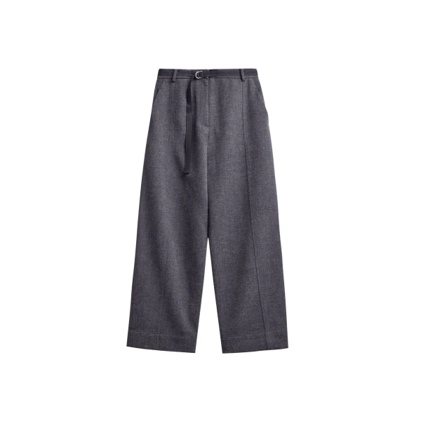The Frankie Shop Sanve Tapered Leg Pants - Dark Grey Melange - Oversized Minimalist Pants in Grey - Shop at Luxury Shoes 