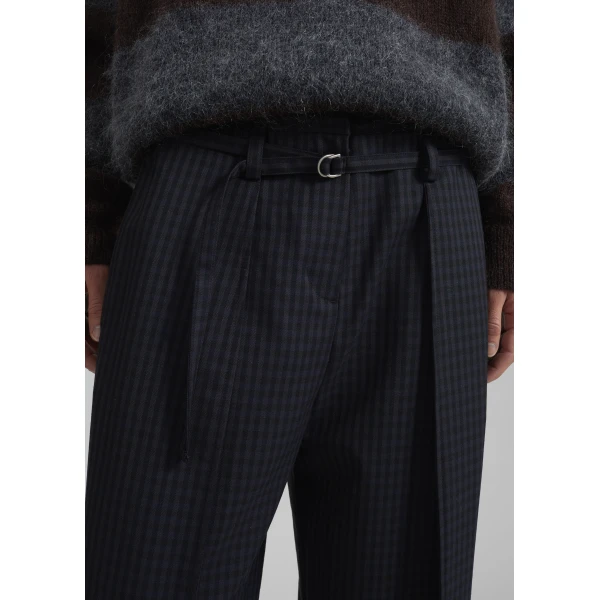 The Frankie Shop Sirsa Double Belt Loop Trousers - Black Plaid - Oversized Minimalist Pants in Multicolour - Shop at Luxury Shoes 