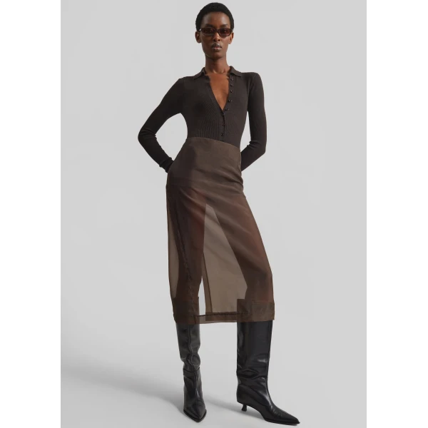 The Frankie Shop Solana Polo Bodysuit - Brown - Oversized Minimalist Bikini in Beige - Shop at Luxury Shoes 
